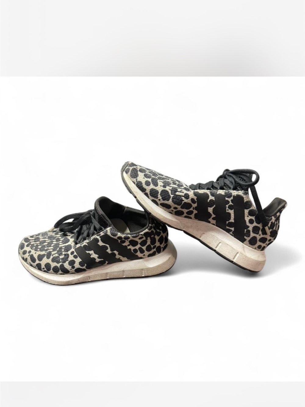 adidas Leopard Print Athletic Sneakers - Black/Beige
